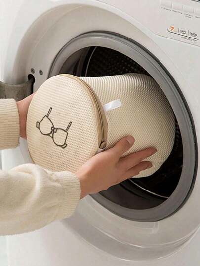 1 件米色内衣洗衣袋，带拉链的胸罩洗衣袋，蜂窝状网状材料，有效过滤杂质，支撑架有效防止洗衣时变形，适用于清洗胸罩、内裤、轻围巾、丝袜