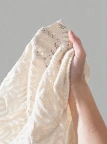 SHEIN MOD Cárdigan de punto con mangas de trompeta huecas y nudo delantero, estilo vacacional color albaricoque, ropa bohemia, cárdigan de primavera, ropa de campo, cárdigan elegante