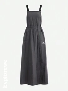 SHEIN 少女纯色简约休闲日常吊带背心连衣裙 - 灰色 - 查看 4