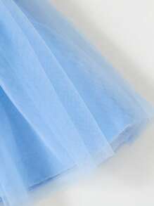 Glamorique Kids Baby Girl Princess Dress With Blue Snowflake Sequins, Mesh Tutu Skirt, Detachable Cape, Christmas New Year Gift - Blue - View 5