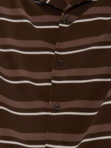 Musero 撞色条纹短袖翻领纽扣两件套运动服套装（仅上衣）春夏必备 - 彩色 - 查看 5