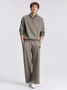 Ontre Sudadera con capucha casual de manga larga con cremallera delantera de unicolor para hombres - Marrón - Ver 2