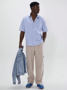 Musero Pantalones de chándal de estilo cargo con bolsillos grandes y pierna recta, para primavera y verano - Café integral - Ver 1