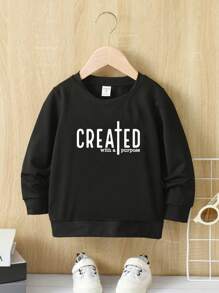 SHEIN Explorewe 1pc Young Boy Jesus Nativity Graphic Round Neck Sweatshirt Chic For Autumn/Winter - Black - View 2
