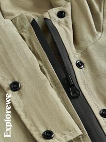 SHEIN 2pcs/Set Teenager Boy Windbreaker And Shorts, Suitable For Casual, Outdoor Sports, Spring Season