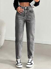 Cottnline 100% Baumwolle hellgraue gerade Jeans