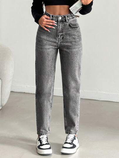 EURMUSE Magas derekú, 100% pamutból készült, szuper anyuka szabású farmernadrág, plus size