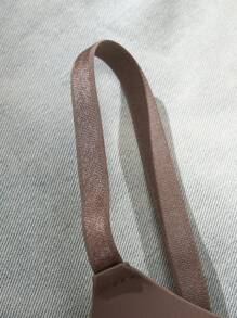 Women's Solid Color Spaghetti Strap Minimalist Fitted Casual Bra - Mocha Brown - View 5