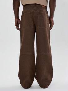 Musero Multi Pocket Baggy Denim Jeans - Brown - View 5