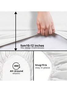 1 tấm ga trải giường màu trơn, tấm bảo vệ nệm, mềm mại và thoáng khí, phù hợp với giường đơn, giường đôi, giường cỡ Queen, giường cỡ King, bộ đồ dùng giường ngủ thiết yếu cho gia đình và ký túc xá. - trắng - Xem 5