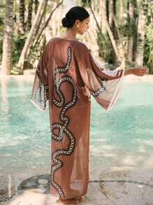 Swim Mulvari Cubre todo de mujer de manga larga con cuello en V para el verano, diseñado elegantemente para vacaciones y uso diario casual