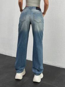 EURMUSE WOMEN STRAIGHT MID WAIST JEANS - Light Wash - View 3