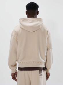 Full Zip 'M Musero' Oversized Hoodie - Apricot - View 3