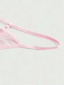 ROMWE Babydoll Kawaii Cute Loose Sheer Dress, Mesh Lace Patchwork Bow Mini Dress, Sexy Tulle Dress Set - Pink - View 4