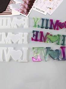 3 件装 LOVE HOME FOMILY 字母模具 DIY 水晶滴管模具 英文单词模具装饰品 - 白色 - 查看 4