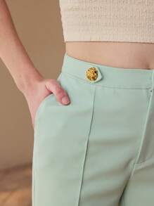 MOTF PREMIUM CALÇA PERNA FLARE COM PREGAS CUSTOMIZADA, PRIMAVERA/VERÃO - Verde - Visão 2