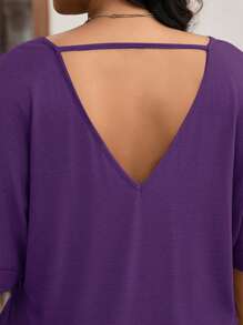 EMERY ROSE 2 Piezas del conjunto de talla grande con parte superior y pantalones de unicolor, uso casual de todos los días simple y de moda