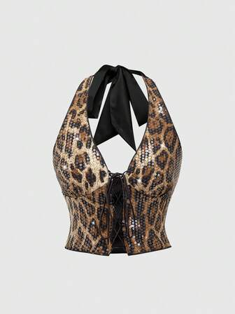 J-Fashion Canotta da donna con spalline sottili regolabili e schiena scoperta, in stile Y2K, adatta per Natale