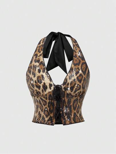 J-Fashion Y2K Sexy Backless Spaghetti Strap Adjustable Strap Decor Women Camisole, Suitable For Christmas