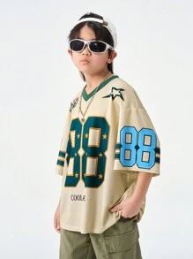 Coolane Kids 青少年春夏简约印花短袖T恤 - 卡其色 - 查看 2