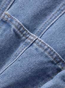 DAZY 女式宽松休闲吊带磨边牛仔连衣裙太阳裙 - 中等水洗藍 - 查看 7