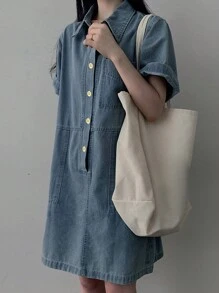 DAZY Women's Casual Denim Dress, Minimalist & Fashionable For Everyday Wear Sundress