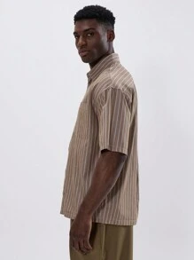 Musero Double Colourway Striped Button Through Short Sleeve Collared Shirt Top Spring Summer Essentials - Multicolor - View 2