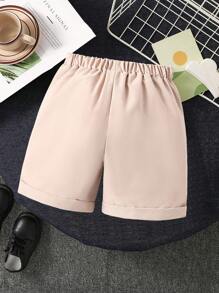 1 pezzo Pantaloncini casual monocromatici per ragazzi, versatili per uso quotidiano, vacanze, viaggi, scuola, primavera/estate