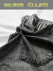 SHEIN 男婴女婴针织宽松裤，女婴宽松直筒针织长裤，女婴户外运动针织长裤，秋冬 - 深灰色 - 查看 11