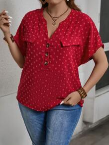 SHEIN LUNE Women's V-Neck Casual Blouse, Elegant & Minimalist Style For Everyday Wear