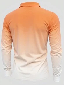 Manfinity Homme Men's Gradient Front Button Long Sleeve Simple Casual Tops