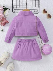 Bộ đồ denim 2 món dễ thương và ngọt ngào cho bé gái - Màu tím - Xem 2