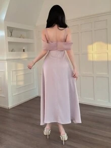 DAZY 女士拼接无袖中长连衣裙 舞会礼服 优雅正式女士连衣裙 - 紫色 - 查看 2