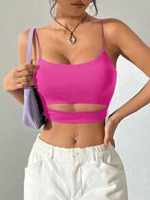 Muchica 女士纯色休闲粉色背心，简约时尚，适合日常穿着 - 粉色 - 查看 4