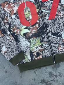 SHEIN Manfinity Dauomo 男士时尚枝叶印花连帽运动衫 - 彩色 - 查看 5