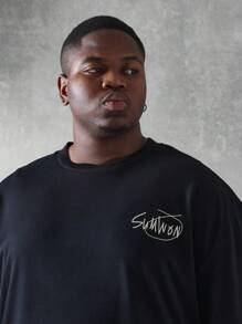 SUMWON Oversized Statement T-Shirt Social Media Unfollow Message Print Urban Streetwear Short Sleeve Cotton Tee Festival Summer Fashion - Black - View 4