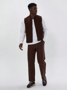Musero Zip Through Utility Vest - Brown - View 3