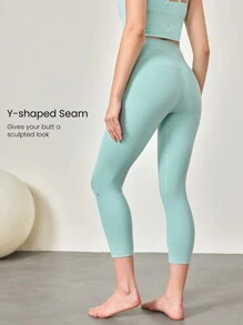 GLOWMODE 21 英寸 FeatherFit™ 七分瑜伽紧身裤 柔软不透视收腹健身紧身裤 腰部有隐藏口袋 - 0.霧綠 - 查看 3