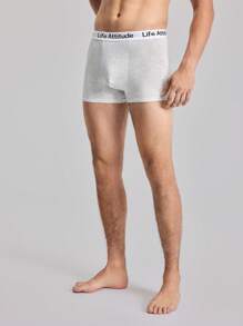 EasyFave 2pcs/Pack Men Letter Waistband Casual Boxer Briefs - Multicolor - View 8