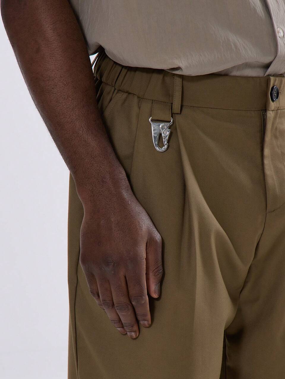 Pleated Straight Leg Suit Trousers