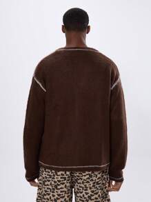 Musero Knitted Contrast Stich Button Up Cardigan - Multicolor - View 3