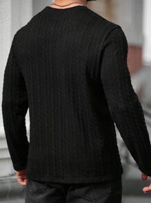 Manfinity Homme Plus Size Men's Solid Color Crew Neck Black Long Sleeve Casual T-Shirt