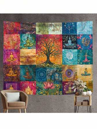 1pc Bohemian Life Tree Decorative Print Tapestry For Room Wall Decor, Home Decoration,Fall Decor,Autumn Decor,Room Decor