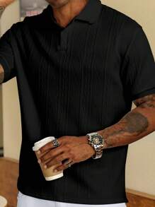 Manfinity Homme Plus Size Men's Geometric Patterned Short Sleeve Casual Polo Shirt