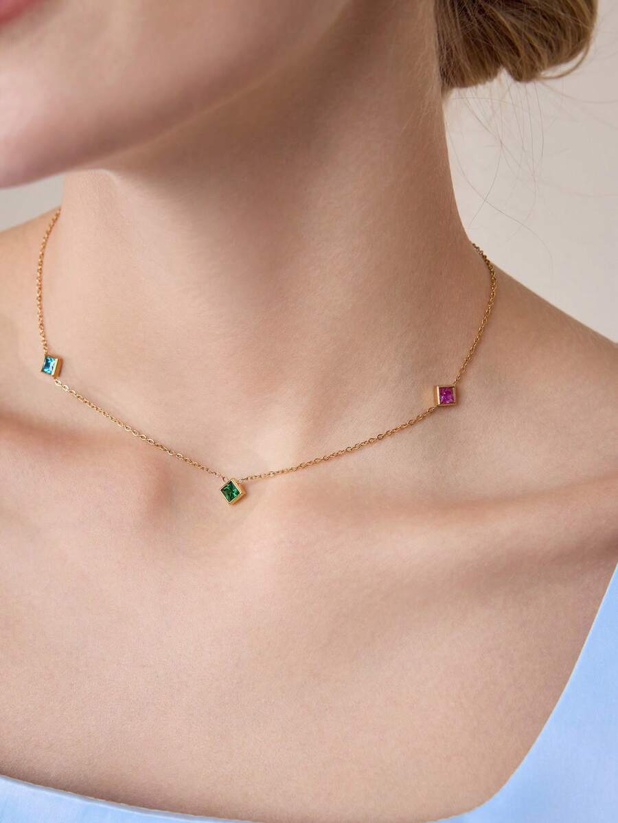 MOTF PREMIUM DÂY CHUYỀN ĐÁ CUBIC ZIRCONIA NHIỀU MÀU MÀU VÀNG - Nhiều màu - Xem 2