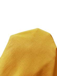 EMERY ROSE 女士夏季纯色不对称荷叶边袖宽松休闲衬衫 - 黃色 - 查看 8