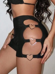 Swim SXY Women's Sexy Heart Hollow-Out Bikini Bottom, For Summer Beach Vacation - Silver - View 5