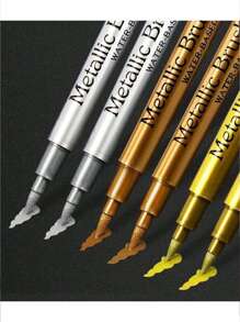 SHEIN 3pcs/Set Metallic Marker Pens - Set Of 3 Gold, Silver, And Copper Permanent Paint Pens For Crafts, Scrapbooking, And Fabric Art - Vibrant Colors And Smooth Application Back To School - Multicolor - View 4