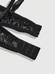 ROMWE Fairycore Handmade Lace Underwire Lingerie Bra - Black - View 3