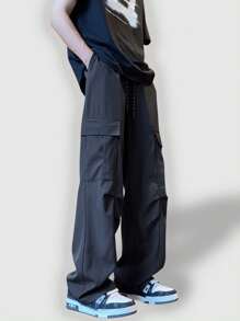 ROMWE MEN Prep 男士纯色简约休闲裤，适合日常穿着